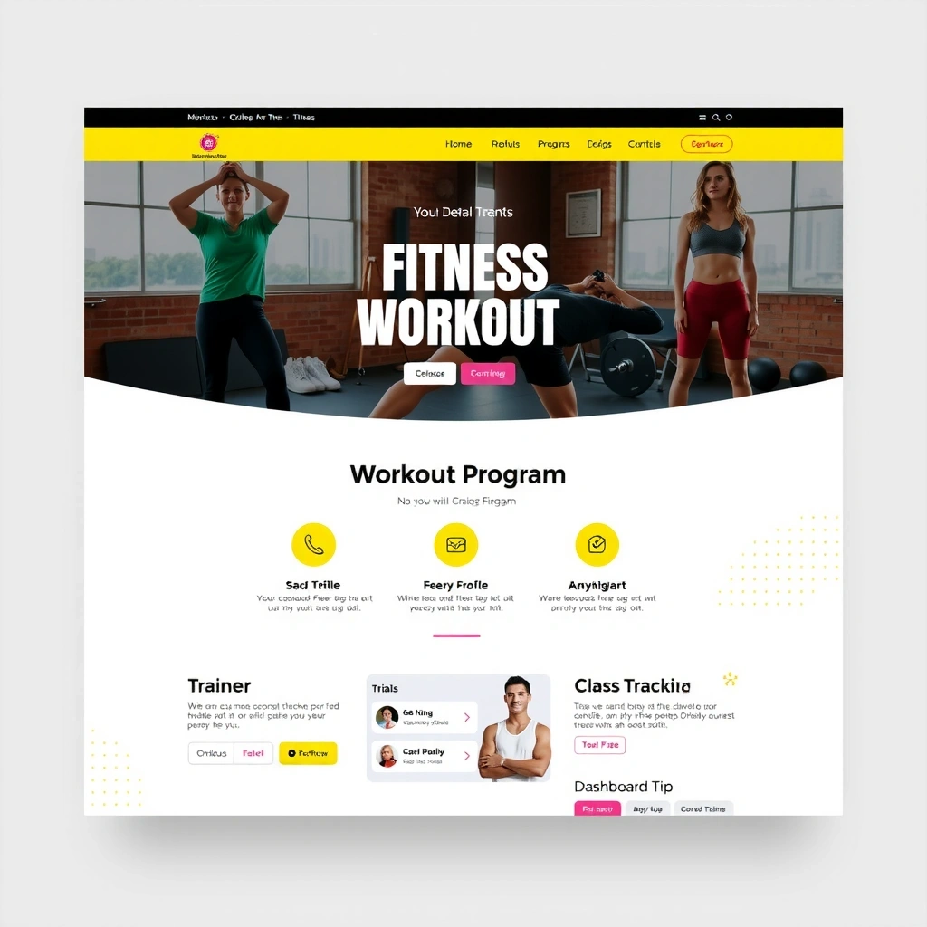 Fitness and wellness website with energetic active colors