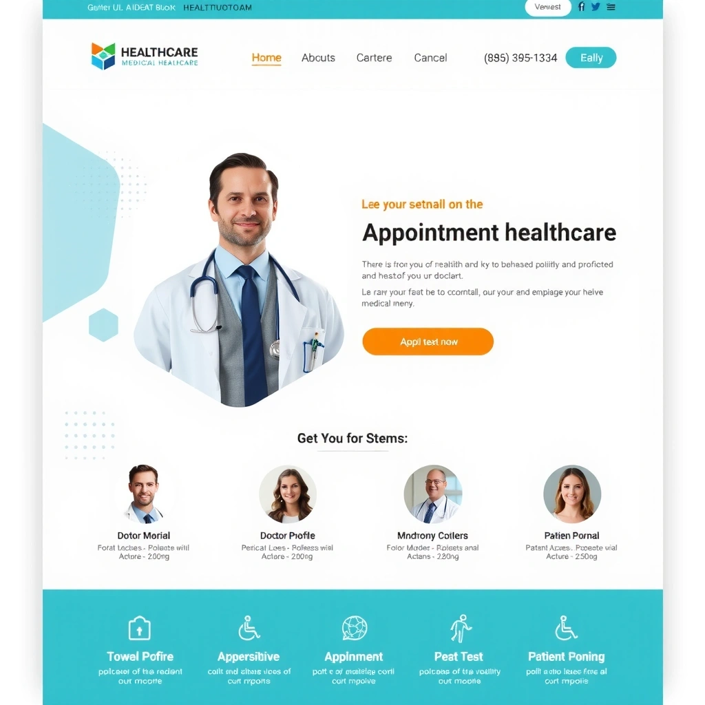 Healthcare appointment booking platform with clean medical design