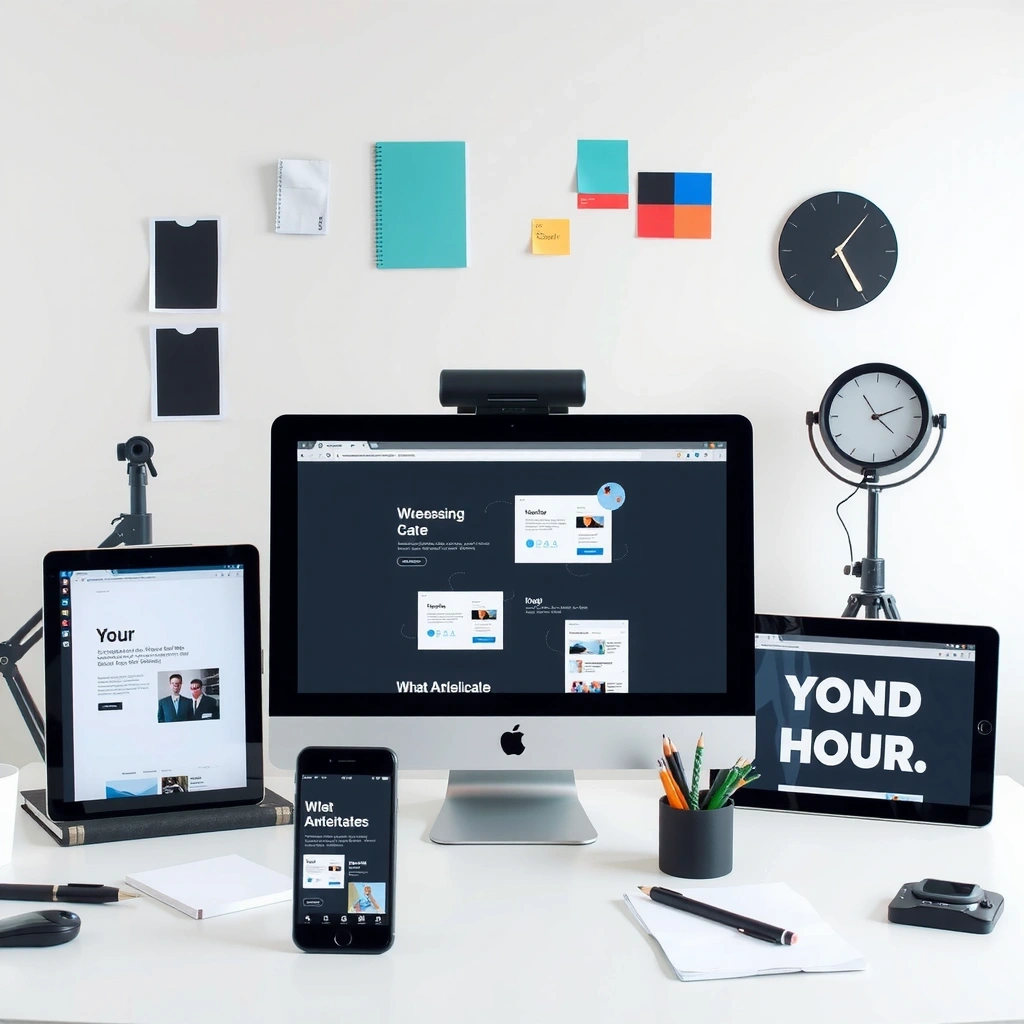 Custom web design process showing wireframes and design iterations